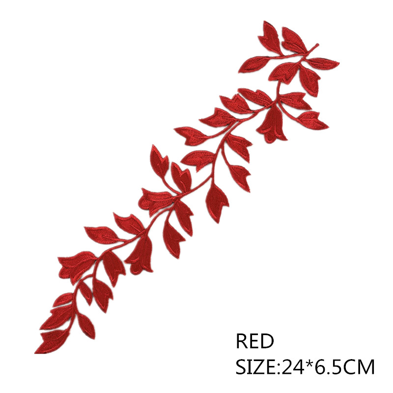 10 PCS 24 * 6.5 cm multi-color optional Iron stick Dress lace applique leaves flower patch dancing garment accessories DA884