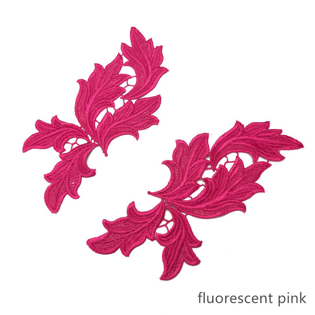 LP-DA95  embroidery flower patches lace applique collar wedding dress formal dress accessories fabric 23*9cm 5 pairs