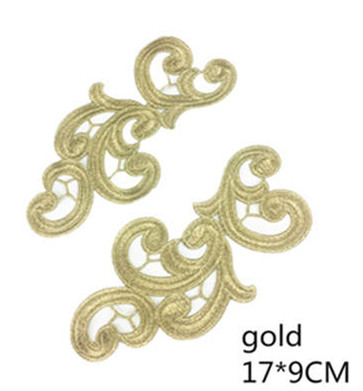 embroidery flower patches lace applique collar wedding dress formal accessories fabric 17CM*9CM 5pairs   DA89