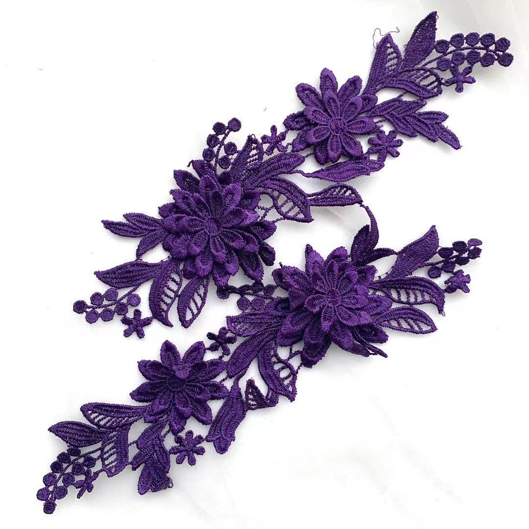 5PCS NEW 3D  Delicate Wedding Veil Head Ornaments Lace Applique Lace Trim Dress DIY Lace Accessories DA016