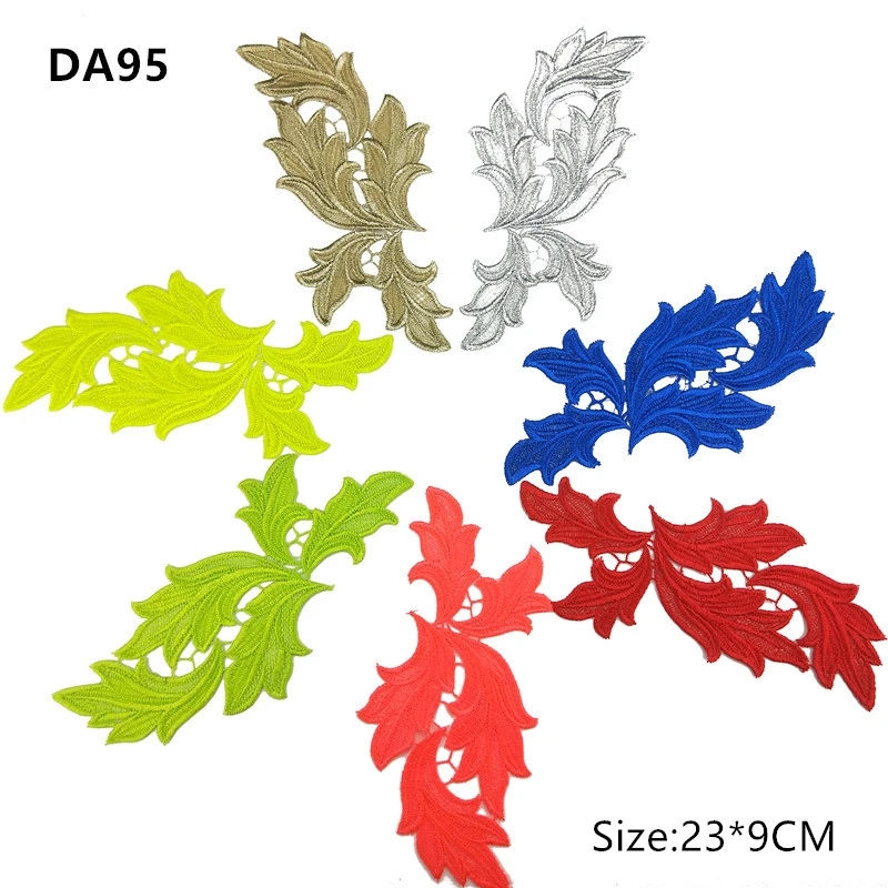 LP-DA95  embroidery flower patches lace applique collar wedding dress formal dress accessories fabric 23*9cm 5 pairs