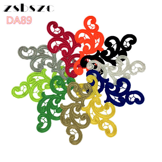 embroidery flower patches lace applique collar wedding dress formal accessories fabric 17CM*9CM 5pairs   DA89