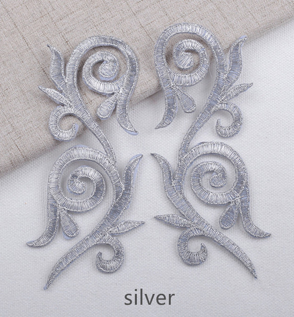 5PCS  Xiangyun embroidery cloth applique gold and silver thread ironing decal DIY ancient costume moiré cloth decal CA010