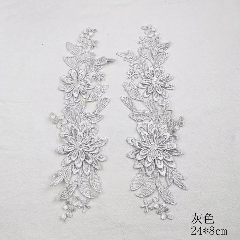 5PCS NEW 3D  Delicate Wedding Veil Head Ornaments Lace Applique Lace Trim Dress DIY Lace Accessories DA016