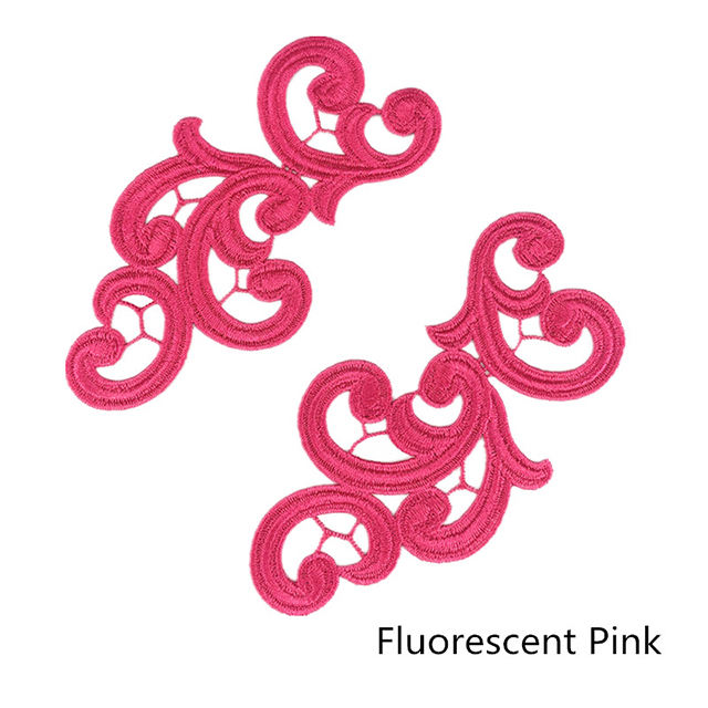 embroidery flower patches lace applique collar wedding dress formal accessories fabric 17CM*9CM 5pairs   DA89