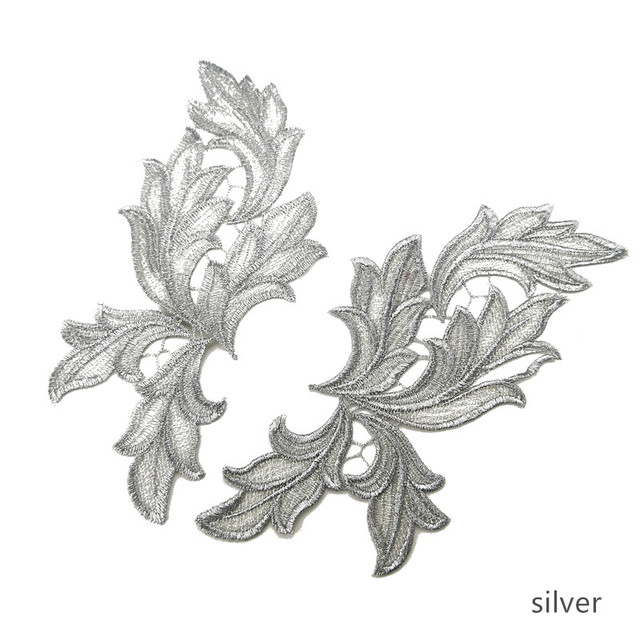 LP-DA95  embroidery flower patches lace applique collar wedding dress formal dress accessories fabric 23*9cm 5 pairs