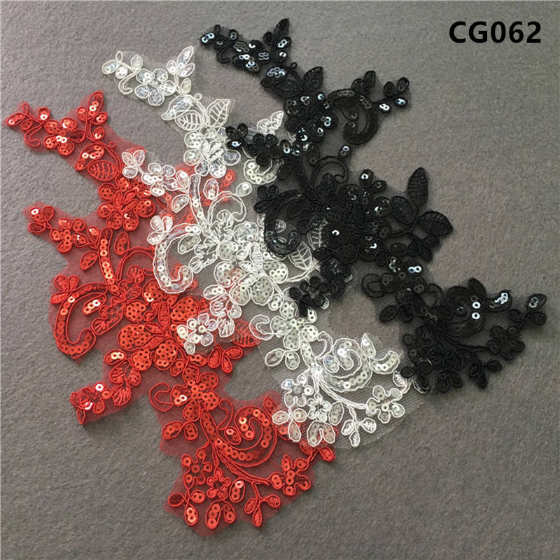 5PCS Red, black, and white color sequins, floral bridal veil, DIY decorations, performance clothing, lace accessories CG062