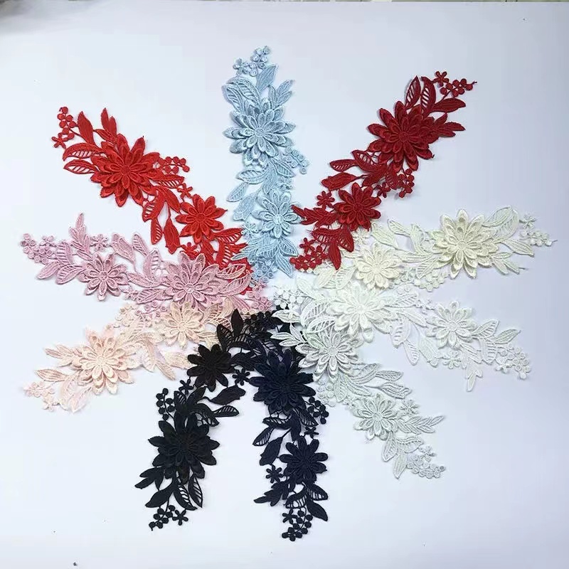 5PCS NEW 3D  Delicate Wedding Veil Head Ornaments Lace Applique Lace Trim Dress DIY Lace Accessories DA016