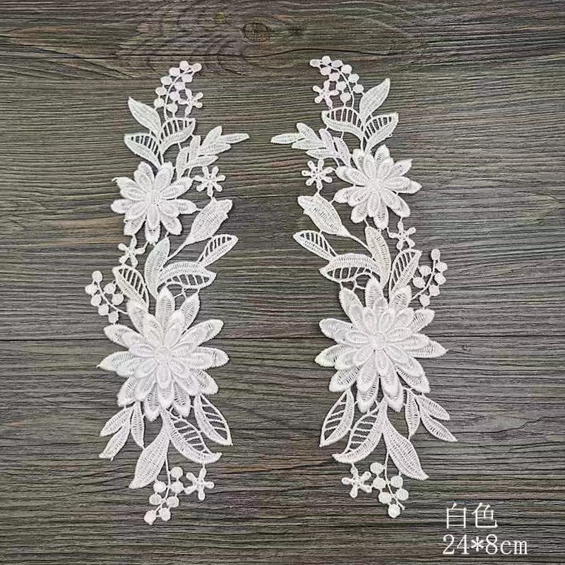 5PCS NEW 3D  Delicate Wedding Veil Head Ornaments Lace Applique Lace Trim Dress DIY Lace Accessories DA016