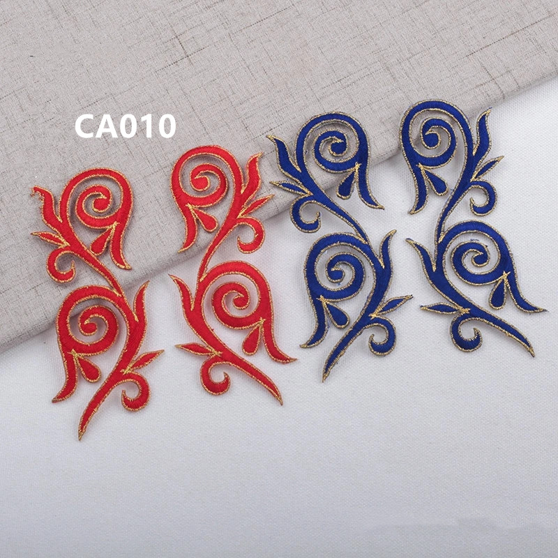 5PCS  Xiangyun embroidery cloth applique gold and silver thread ironing decal DIY ancient costume moiré cloth decal CA010