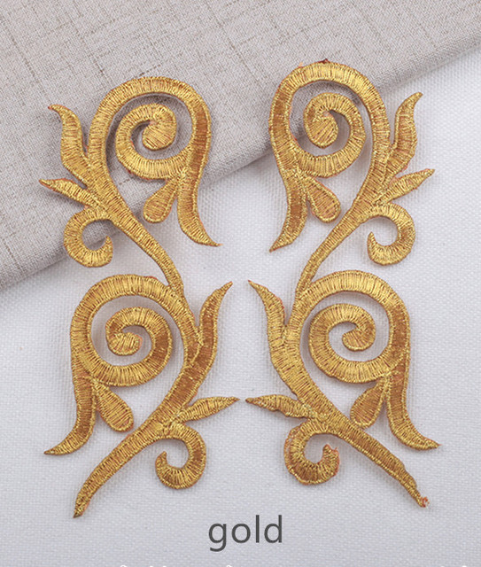 5PCS  Xiangyun embroidery cloth applique gold and silver thread ironing decal DIY ancient costume moiré cloth decal CA010