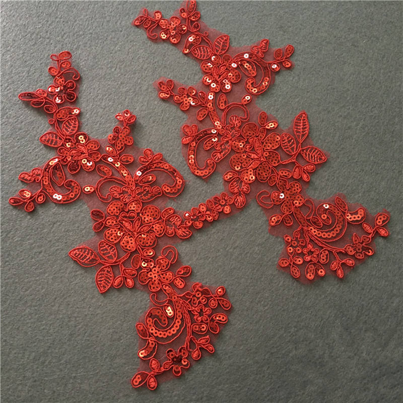 5PCS Red, black, and white color sequins, floral bridal veil, DIY decorations, performance clothing, lace accessories CG062