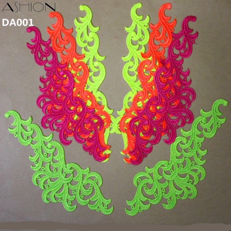 zsbszc 5 pairs Venise fluorescent Flower Lace Trim Tango dance ballet costumes Dress Sewing Applique Crafts DA001