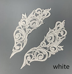 zsbszc 5 pairs 26.3X11CM white polyester embroider DIY lace patches Venise Lace flowers Applique Garment accessories LP-DA827