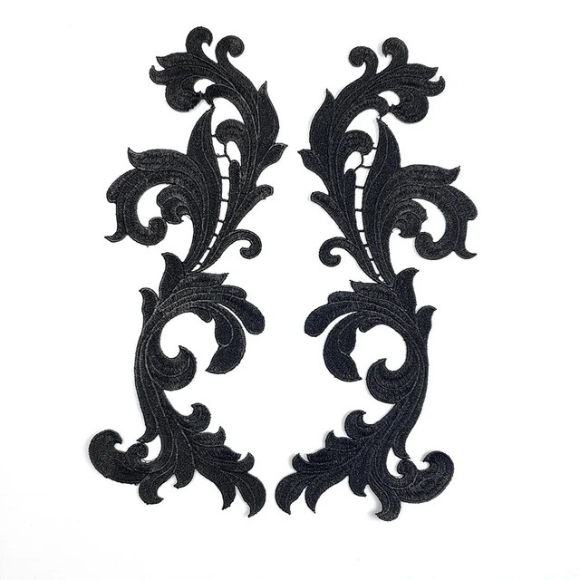 zsbszc 1 Mirror pairs white black colorful Flower Floral Lace Fabric Sewing Trim Wedding Dress Applique Lace patch DA106