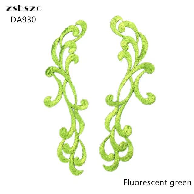 zsbszc 22.5X6.5CM 5 pairs  Fashion Lace Flower Appliques Embroidery Patches sew on Apparel Trims Diy Cosplay DA930