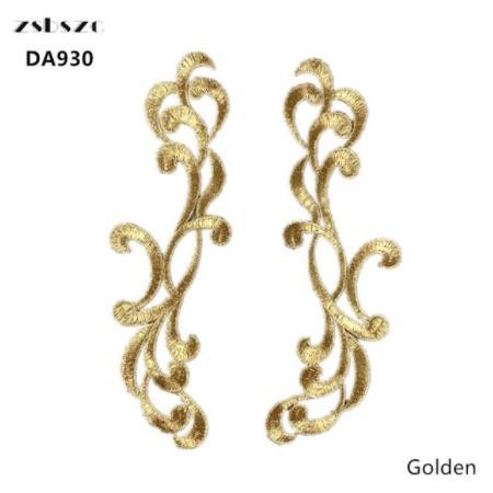 zsbszc 22.5X6.5CM 5 pairs  Fashion Lace Flower Appliques Embroidery Patches sew on Apparel Trims Diy Cosplay DA930