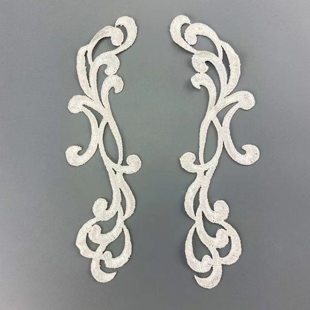 zsbszc 22.5X6.5CM 5 pairs  Fashion Lace Flower Appliques Embroidery Patches sew on Apparel Trims Diy Cosplay DA930