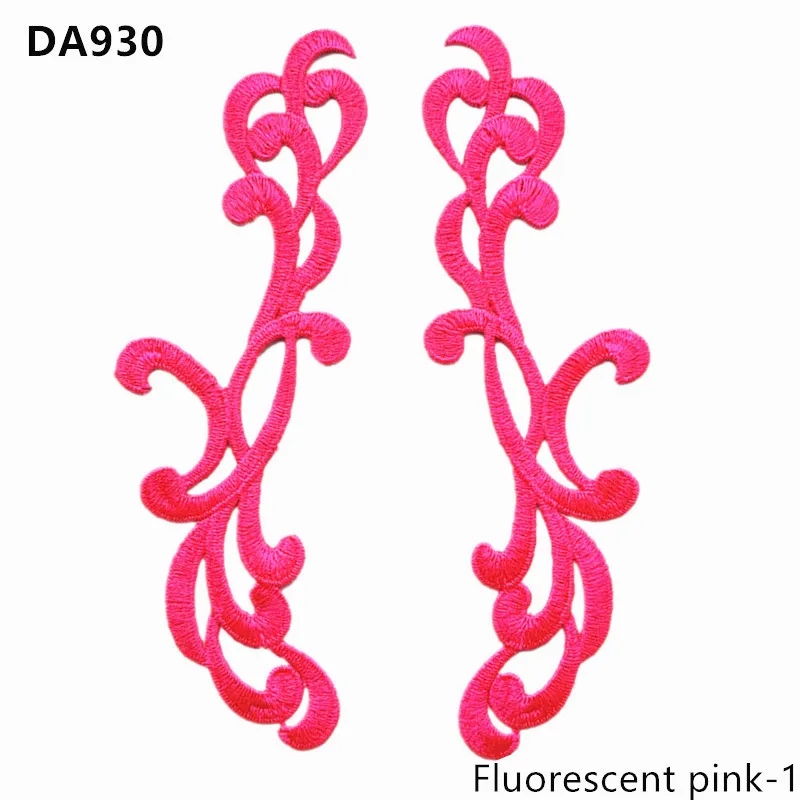 zsbszc 22.5X6.5CM 5 pairs  Fashion Lace Flower Appliques Embroidery Patches sew on Apparel Trims Diy Cosplay DA930