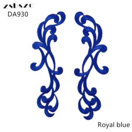 zsbszc 22.5X6.5CM 5 pairs  Fashion Lace Flower Appliques Embroidery Patches sew on Apparel Trims Diy Cosplay DA930