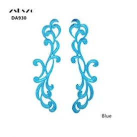 zsbszc 22.5X6.5CM 5 pairs  Fashion Lace Flower Appliques Embroidery Patches sew on Apparel Trims Diy Cosplay DA930