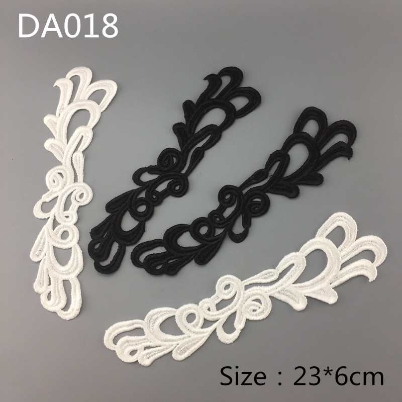 5 Mirror pairs NEW white black Lace Fabric Sewing Wedding Dress Applique Lace patch DA018
