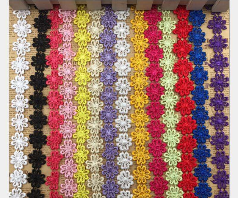Multicolor water-soluble sunflower embroidery lace 2.5cm polyester silk lace diy clothing accessories  DB206