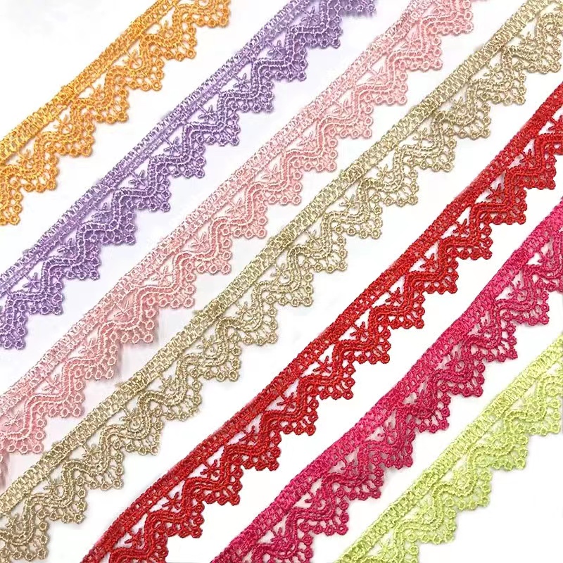 Hot spot multi-color wavy 1.8cm wide polyester silk water-soluble lace diy clothing accessories doll accessories  DB215