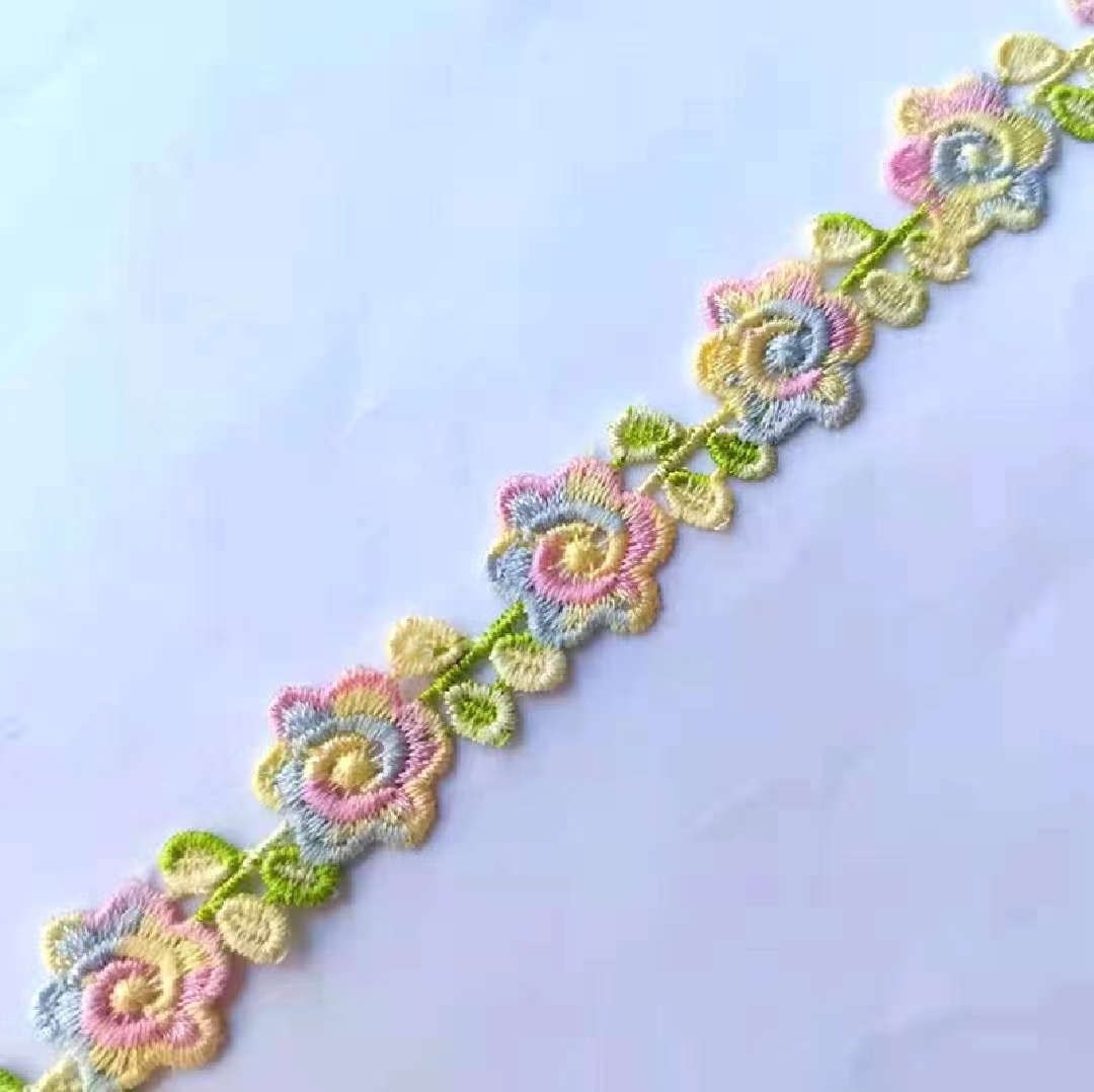 Popular spot 1.6cm polyester silk colorful three-dimensional water-soluble lace headdress decorative accessories diy handmade accessories DB214