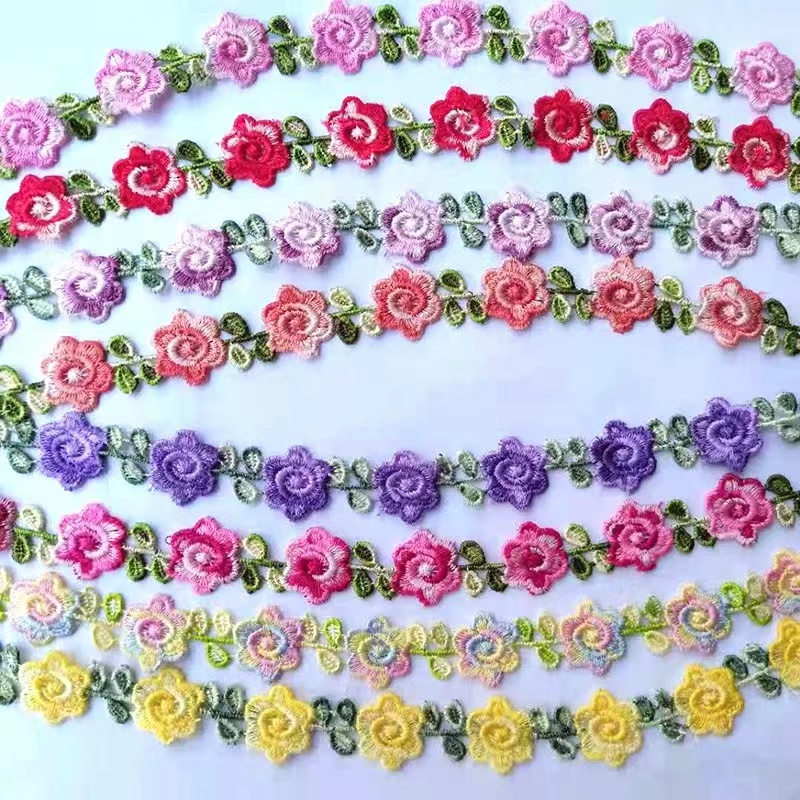 Popular spot 1.6cm polyester silk colorful three-dimensional water-soluble lace headdress decorative accessories diy handmade accessories DB214