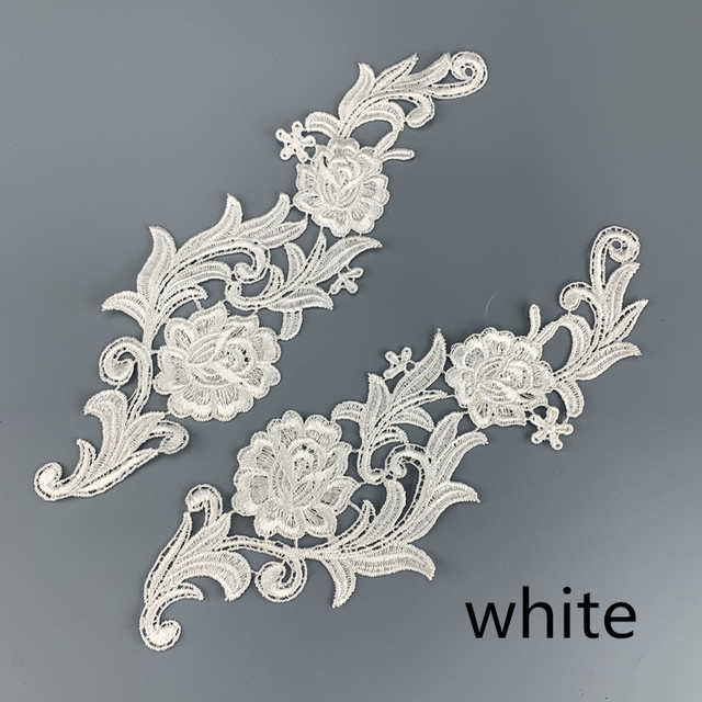 mirror pair  embroidery lace applique flower patches collar wedding dress formal dress accessories fabric JA35