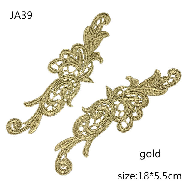 5 pairs  gold silver polyester width 5.5CM DIY lace applique textile accessories collar Sew On Cloth Costume Craft  JA39