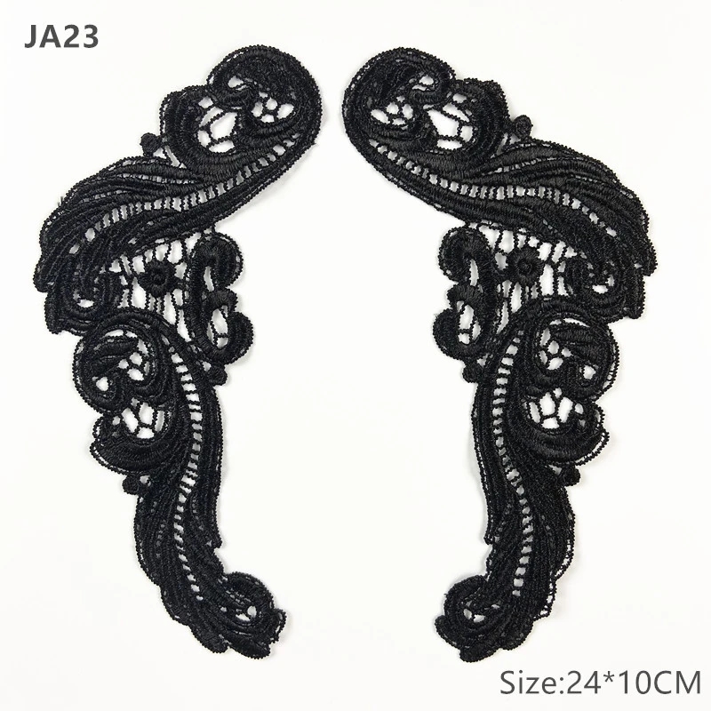 new 5 pairs 22X11.5CM Lace Fabric embroidery patches Sewing Trim Wedding Dress Applique Lace patch JA23