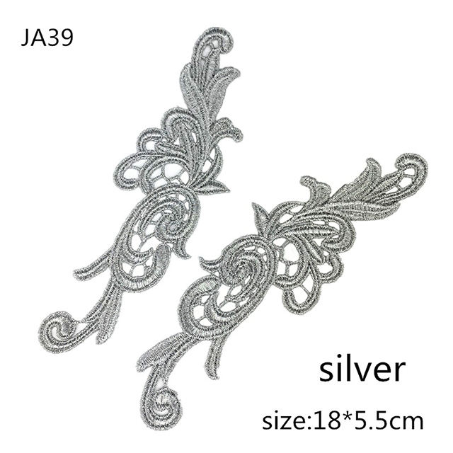 5 pairs  gold silver polyester width 5.5CM DIY lace applique textile accessories collar Sew On Cloth Costume Craft  JA39