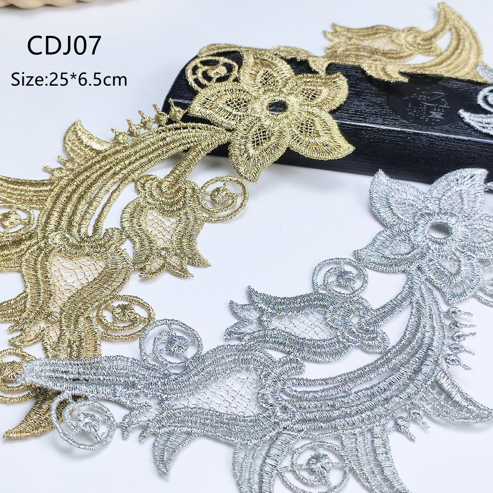 5pair  new Guipure lace Embroidery applique collar patches for clothing lace DIY sewing fabric CDJ07