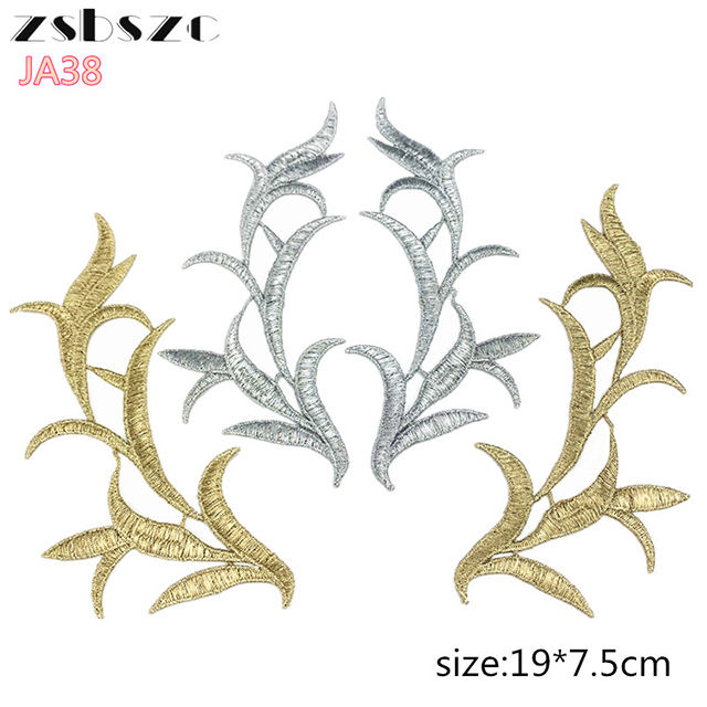 5 pairs  gold silver polyester DIY lace applique textile accessories collar clothing and dress fabric width 7.5CM   JA38