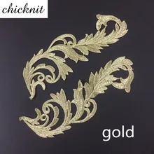 10 pairs  Embroidery patches gold  silver lace applique collar wedding dress accessories fabric patch    JA29