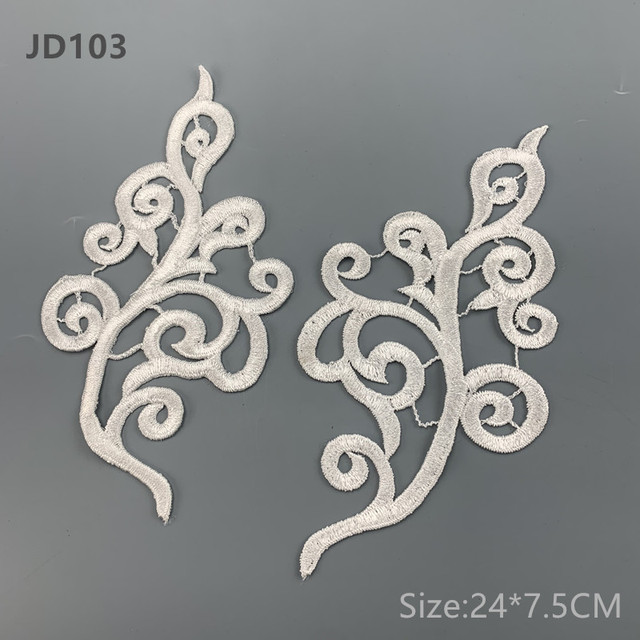 5 pairs 20X10CM gold white black blue red polyester DIY Dance costumes lace patches flowers Applique Garment accessories JD103