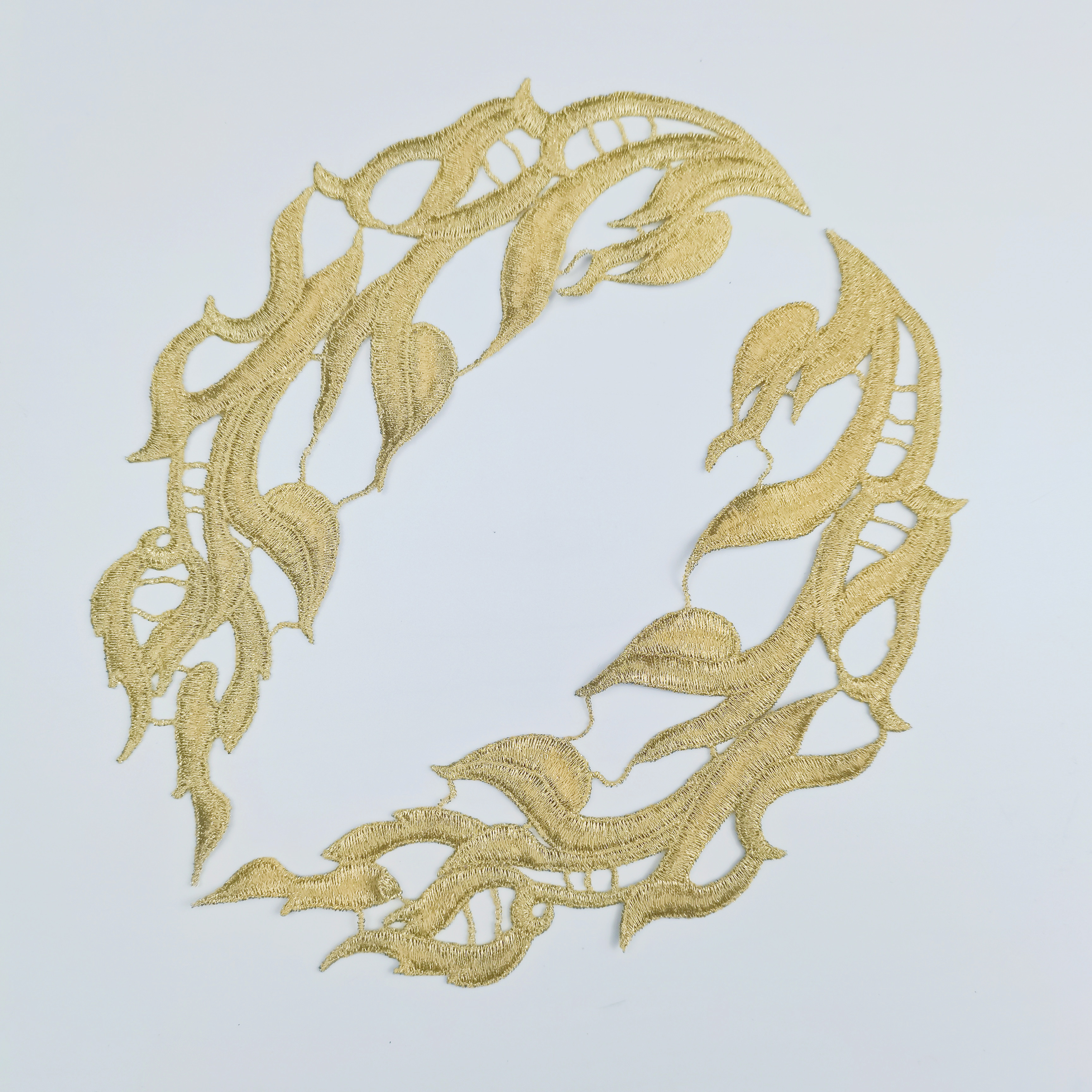 1pair Newly designed lace embroidery patch with gold 23*9cm flowers applique Latin clothing bag dress accessories JA40