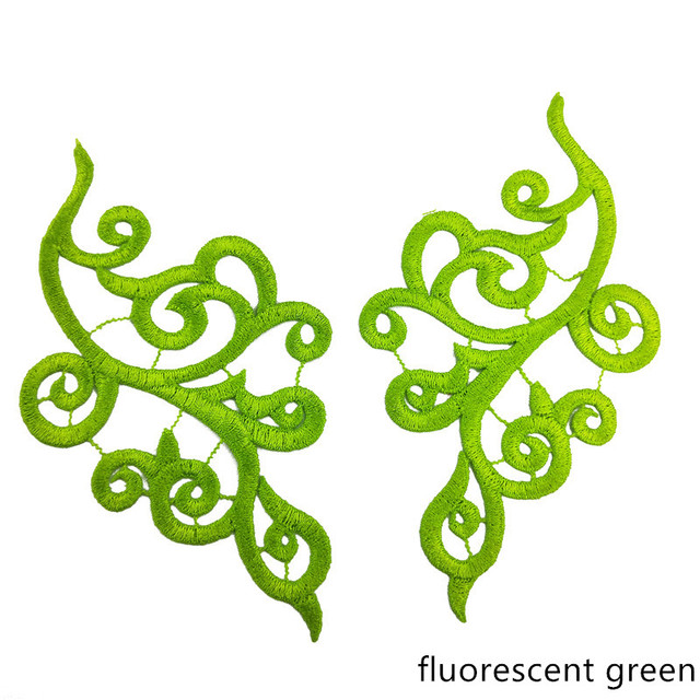 5 pairs 20X10CM gold white black blue red polyester DIY Dance costumes lace patches flowers Applique Garment accessories JD103