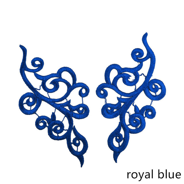 5 pairs 20X10CM gold white black blue red polyester DIY Dance costumes lace patches flowers Applique Garment accessories JD103