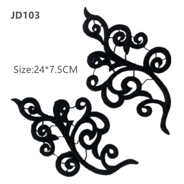 5 pairs 20X10CM gold white black blue red polyester DIY Dance costumes lace patches flowers Applique Garment accessories JD103