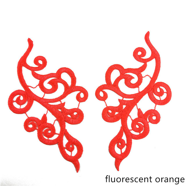5 pairs 20X10CM gold white black blue red polyester DIY Dance costumes lace patches flowers Applique Garment accessories JD103
