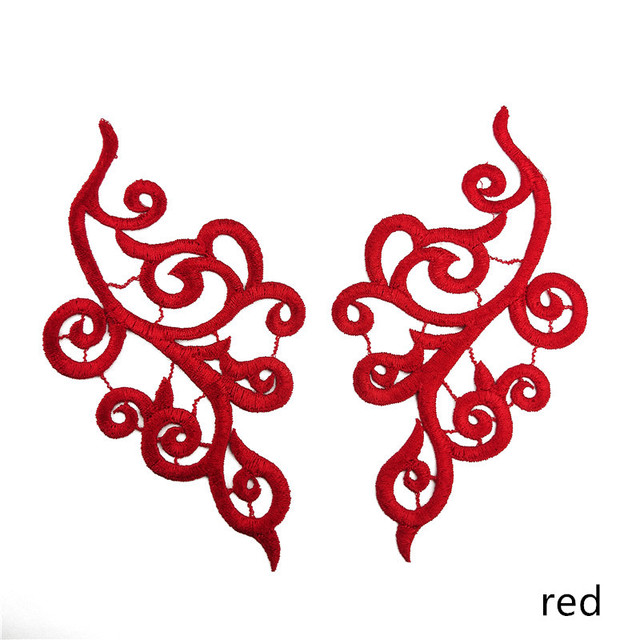 5 pairs 20X10CM gold white black blue red polyester DIY Dance costumes lace patches flowers Applique Garment accessories JD103