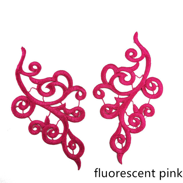 5 pairs 20X10CM gold white black blue red polyester DIY Dance costumes lace patches flowers Applique Garment accessories JD103