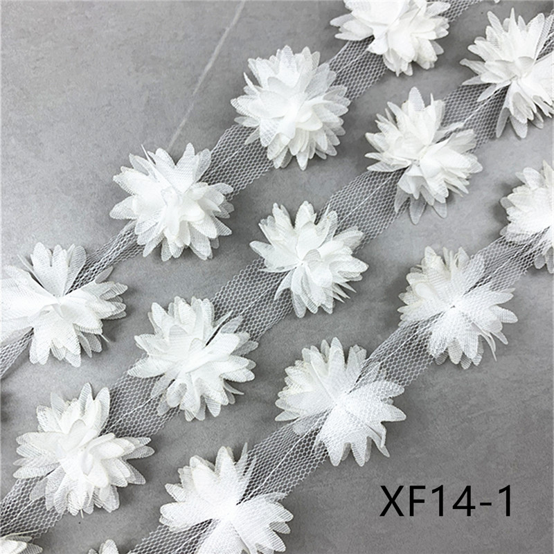 fashion 2 yards lace trim chiffon strip 11colors 3D Chiffon 4.4cm Width DIY wedding grown hair vamp decoration XF14