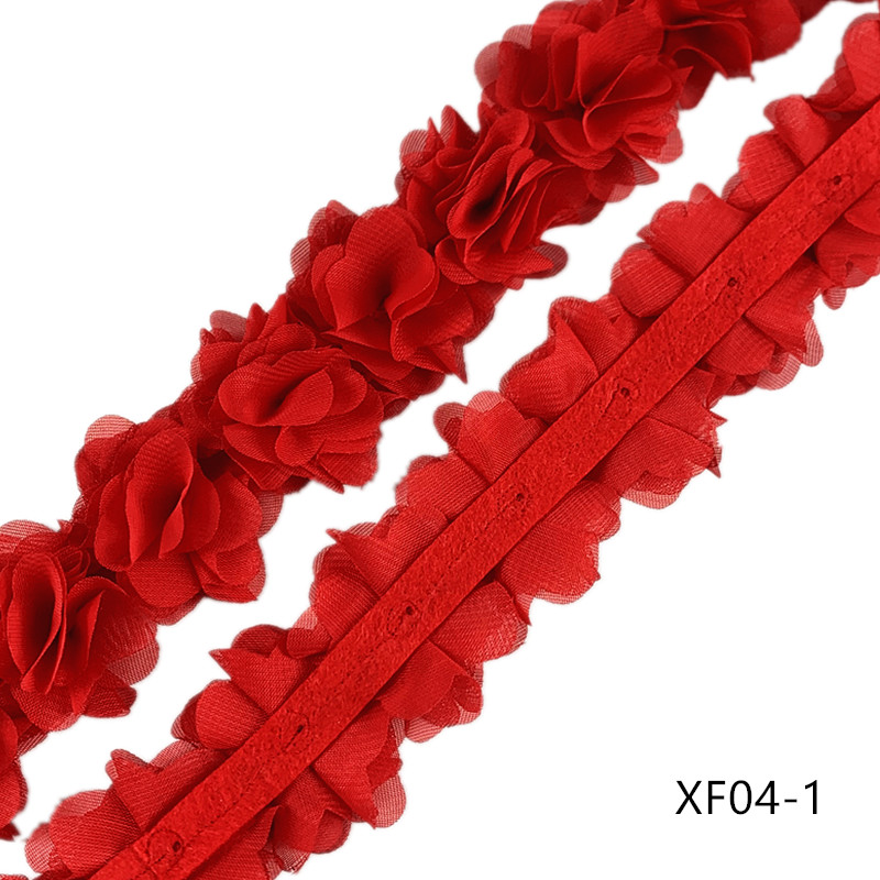 26 flower 19 color 3D Chiffon Flowers DIY 5cm Width lace trim lace ribbon decoration clothes accessories XF04