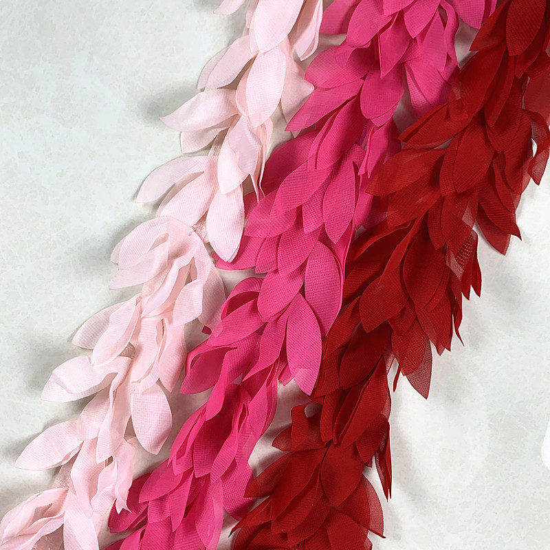 High quality 2yards chiffon leaf lace trim chiffon strip 14 colors 3D Chiffon DIY 12cm Width lace trim lace ribbon XF11