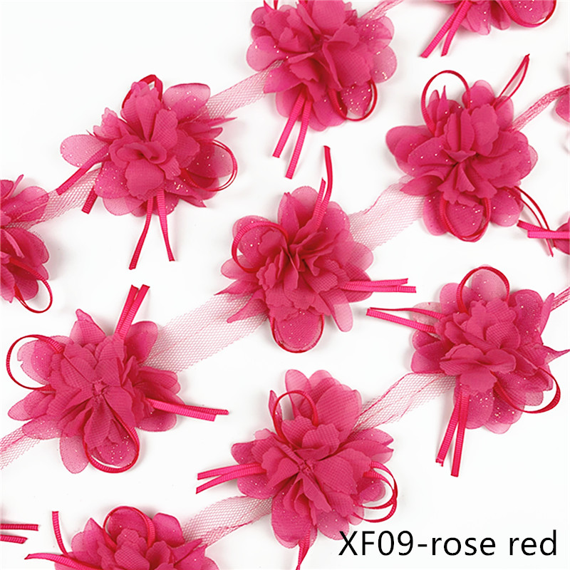 1 yard 10 flowers DIY handmade lace 8cm butterfly ribbon flower 120D chiffon XF09