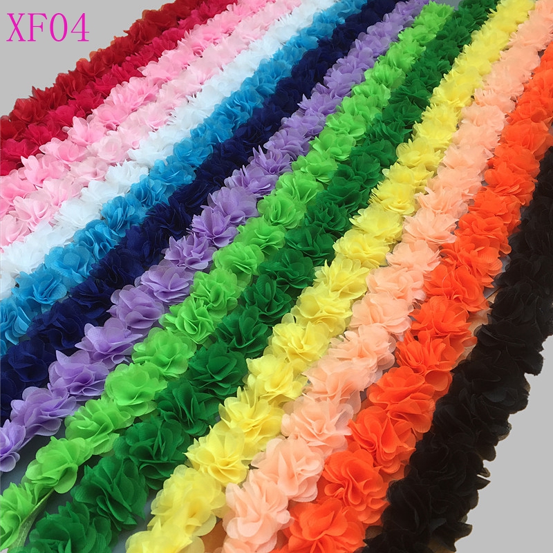 26 flower 19 color 3D Chiffon Flowers DIY 5cm Width lace trim lace ribbon decoration clothes accessories XF04